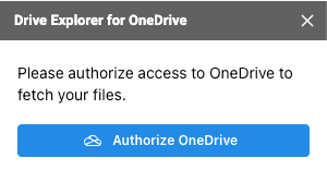 authorize access to onedrive in drive explorer for onedrive