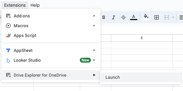 launching onedrive explorer in a google sheet