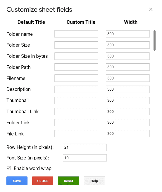 drive explorer sheet customization